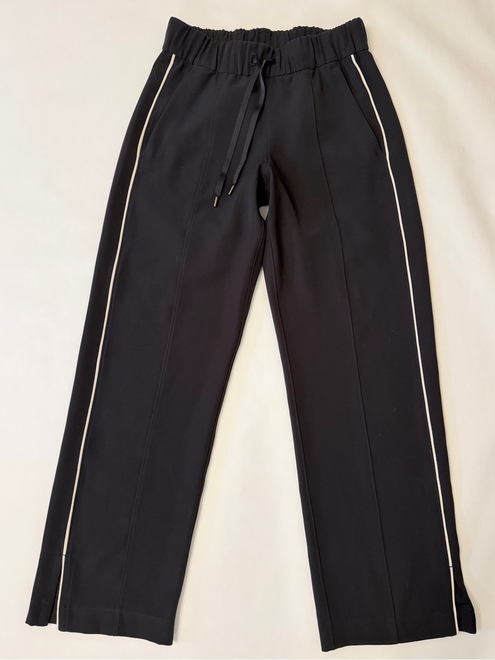 lululemon Street to Studio Cropped Straight Leg Track Pants, Black/White size 2